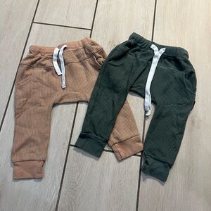 Little Bipsy Ribbed Kids Joggers - Brown and Dark Green
